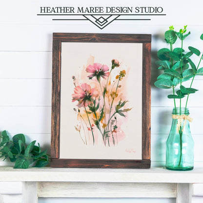 Pink Watercolor Wildflowers