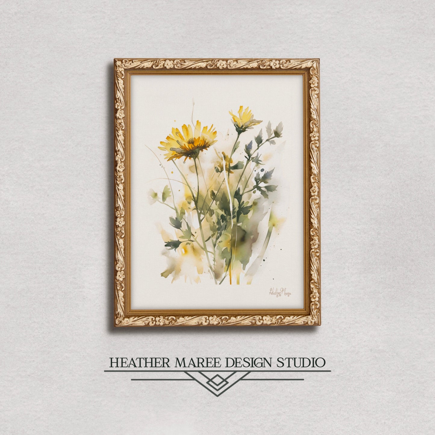 Yellow Watercolor Wildflowers