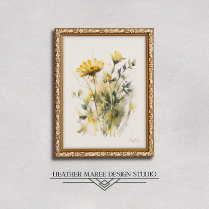 Yellow Watercolor Wildflowers