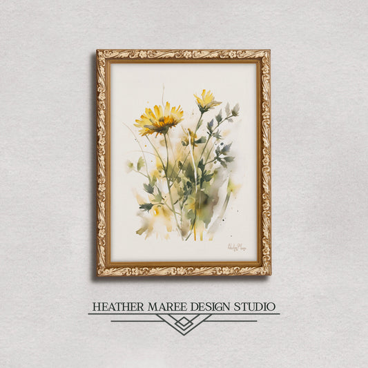 Yellow Watercolor Wildflowers