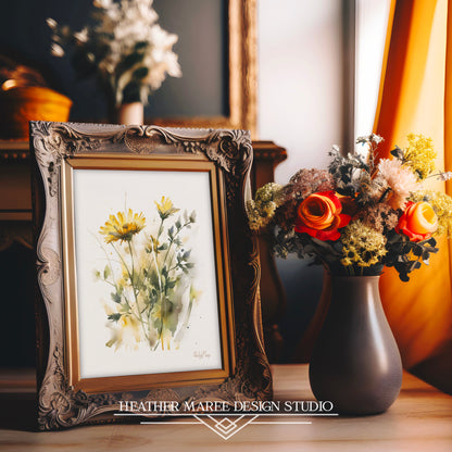 Yellow Watercolor Wildflowers