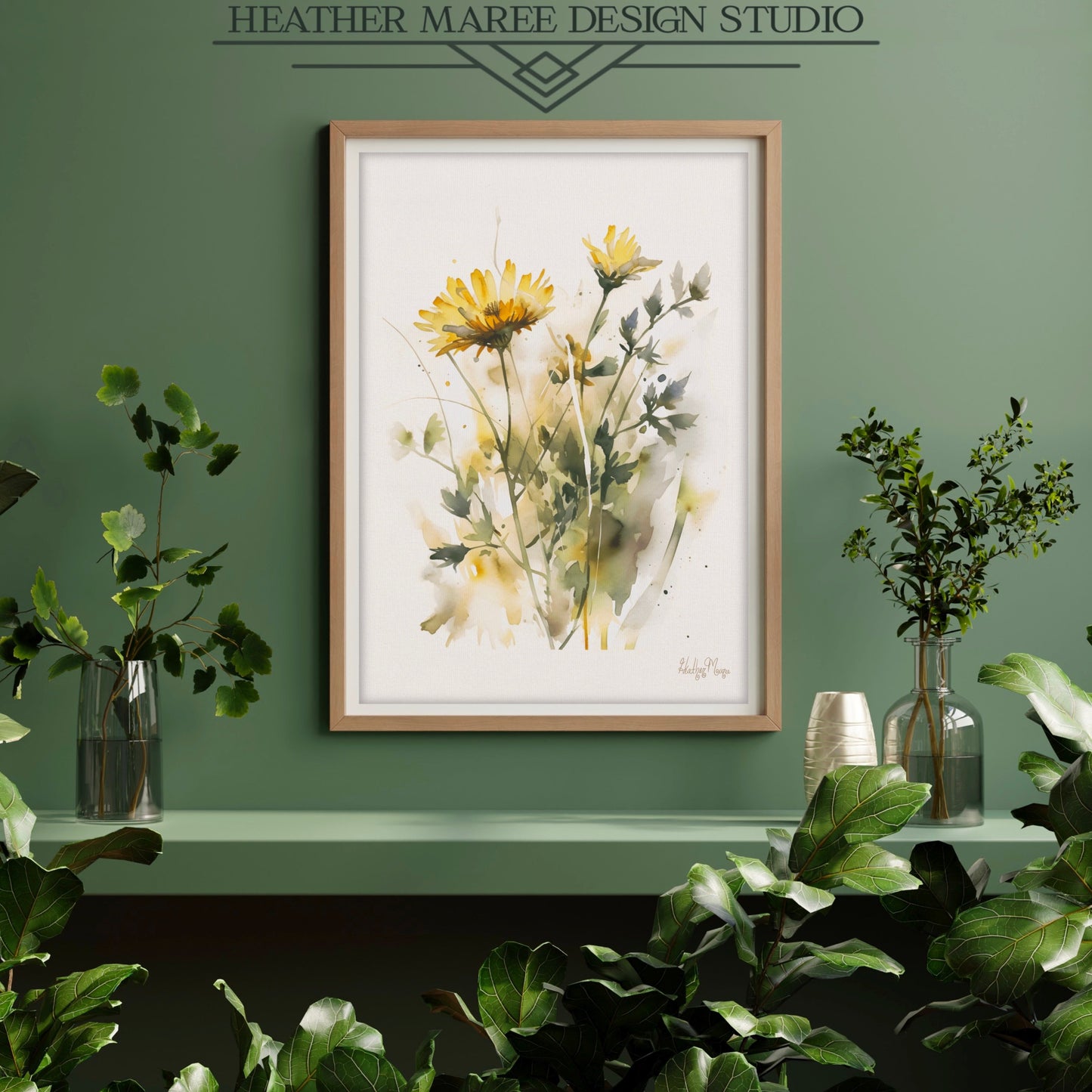 Yellow Watercolor Wildflowers