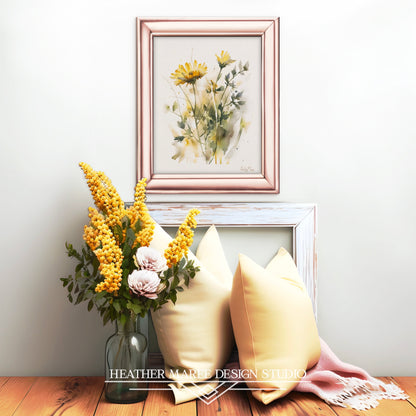 Yellow Watercolor Wildflowers