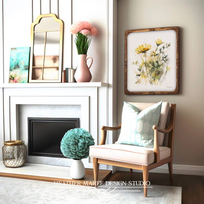 Yellow Watercolor Wildflowers