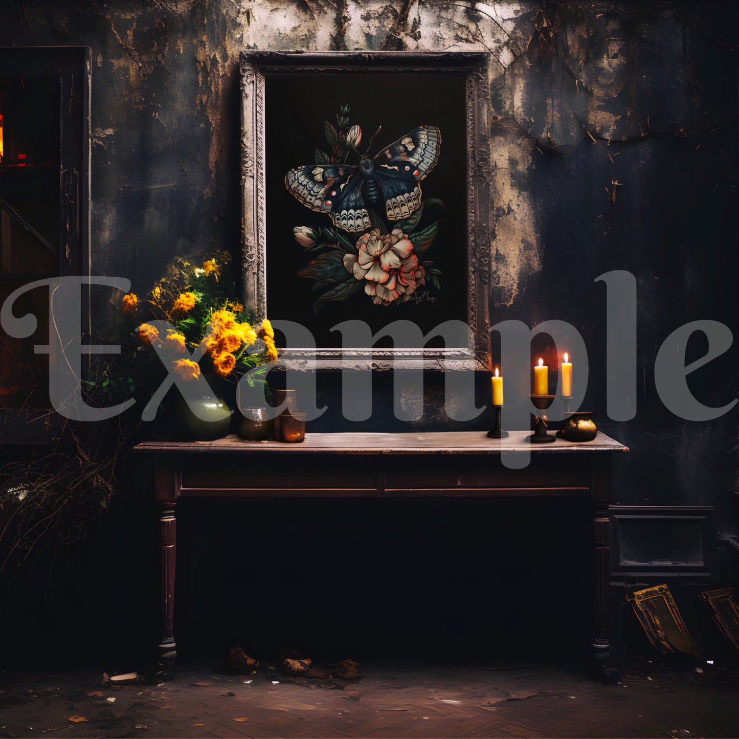 Dark Aesthetic Gilded Frame Mockup