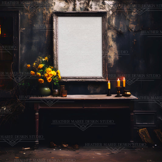 Dark Aesthetic Gilded Frame Mockup