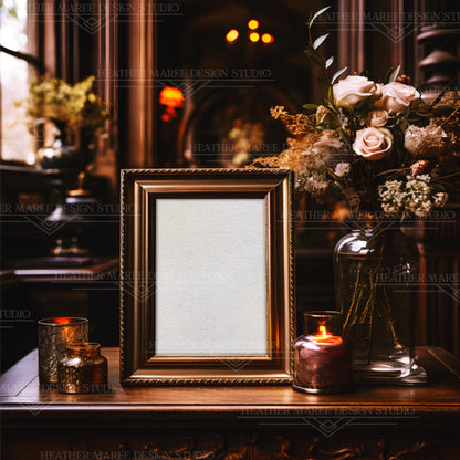 Elegant Carved Wood Frame Mockup