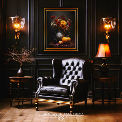 Autumn Flower Bouquet with Pumpkins