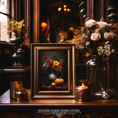 Autumn Flower Bouquet with Pumpkins