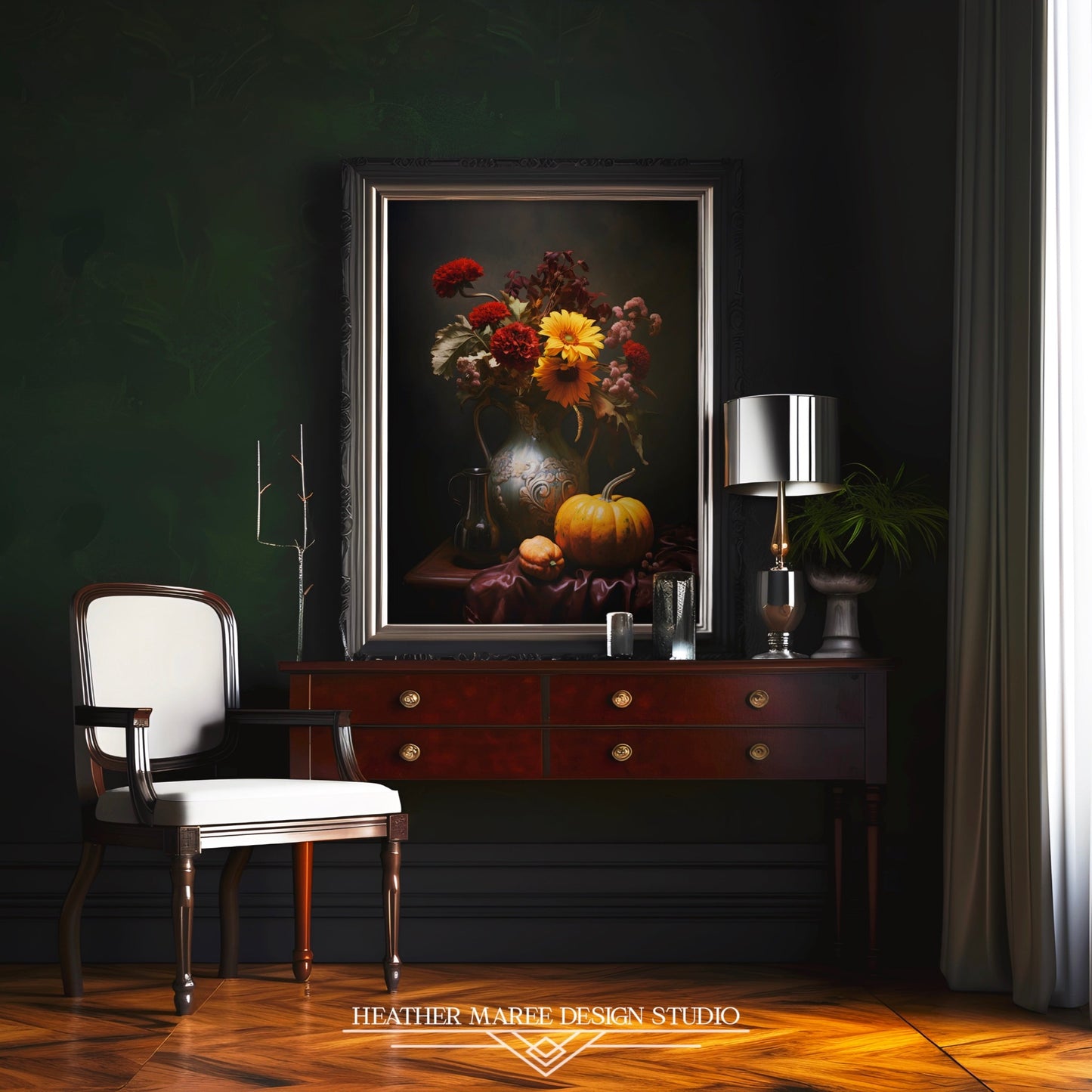 Autumn Flower Bouquet with Pumpkins