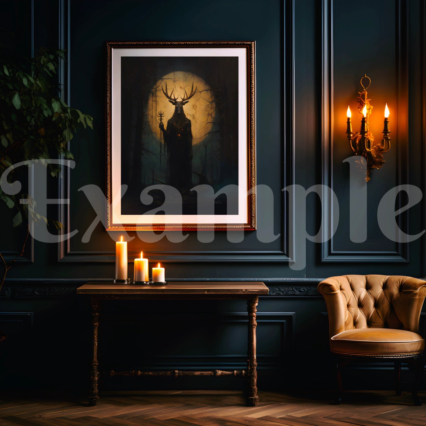 Dark Golden Wall Frame Mockup