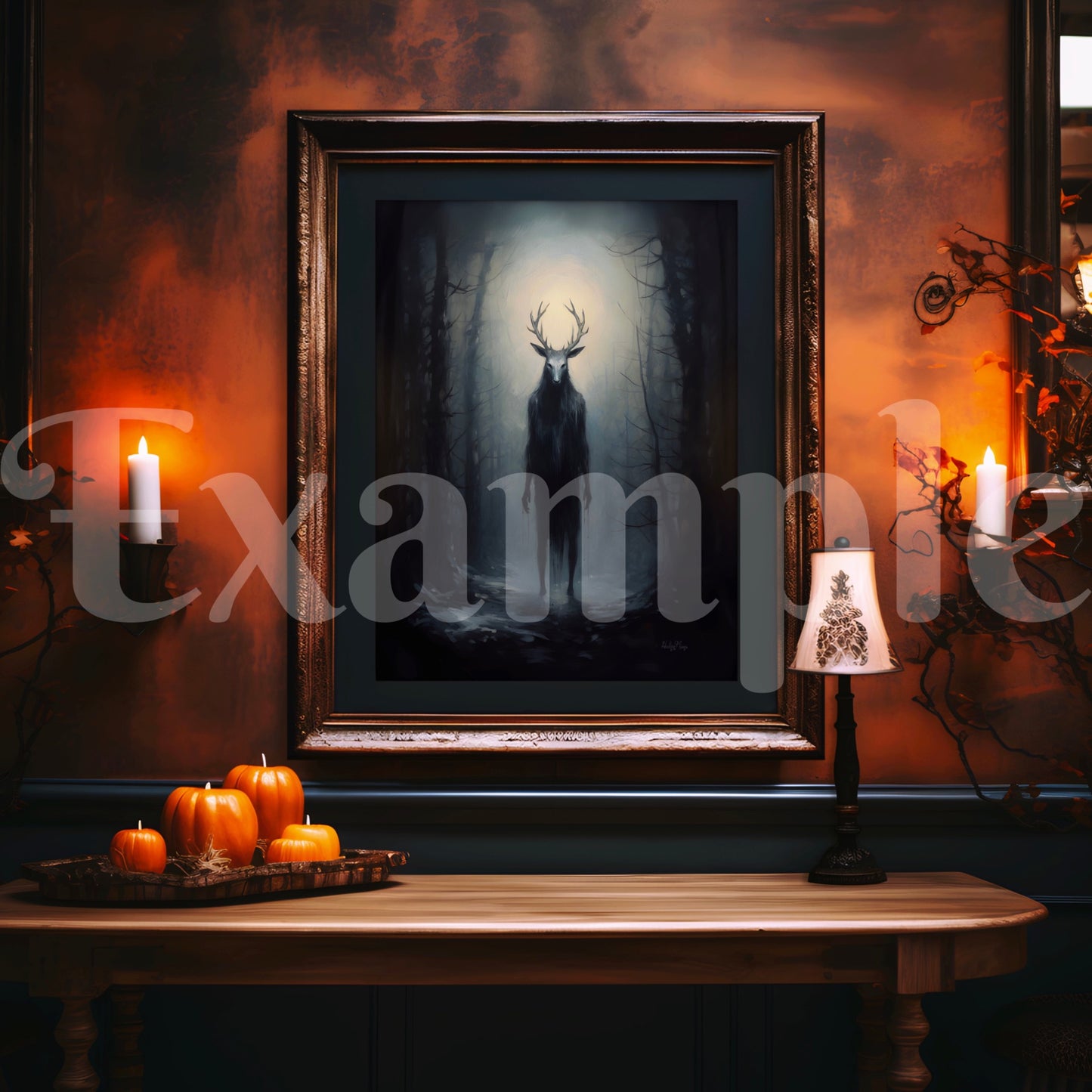 Moody Autumn Dark Wood Frame Mockup