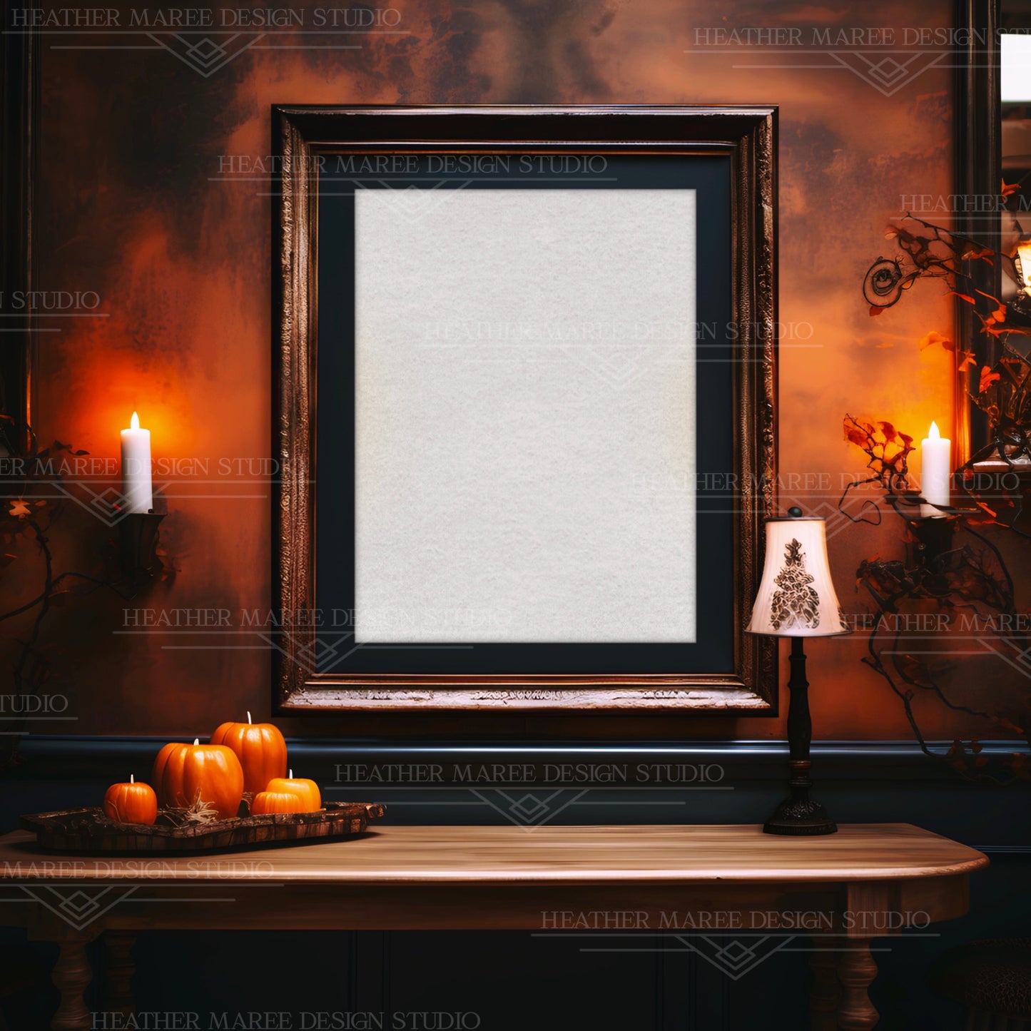 Moody Autumn Dark Wood Frame Mockup