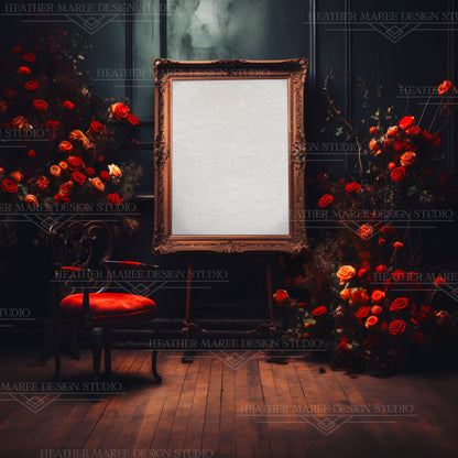 Dark Aesthetic Wood Frame Mockup