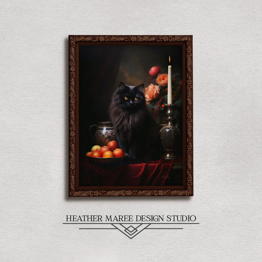 Black Persian with Fruit and Flowers