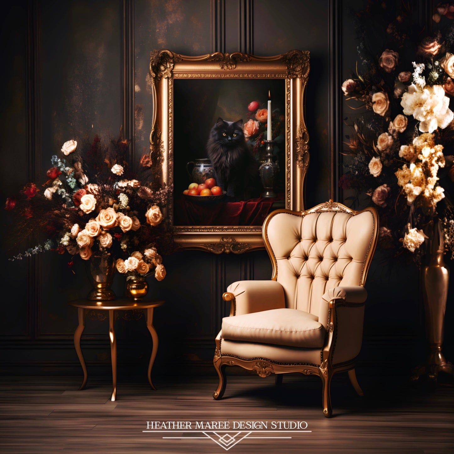 Black Persian with Fruit and Flowers