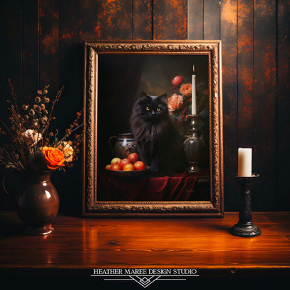 Black Persian with Fruit and Flowers