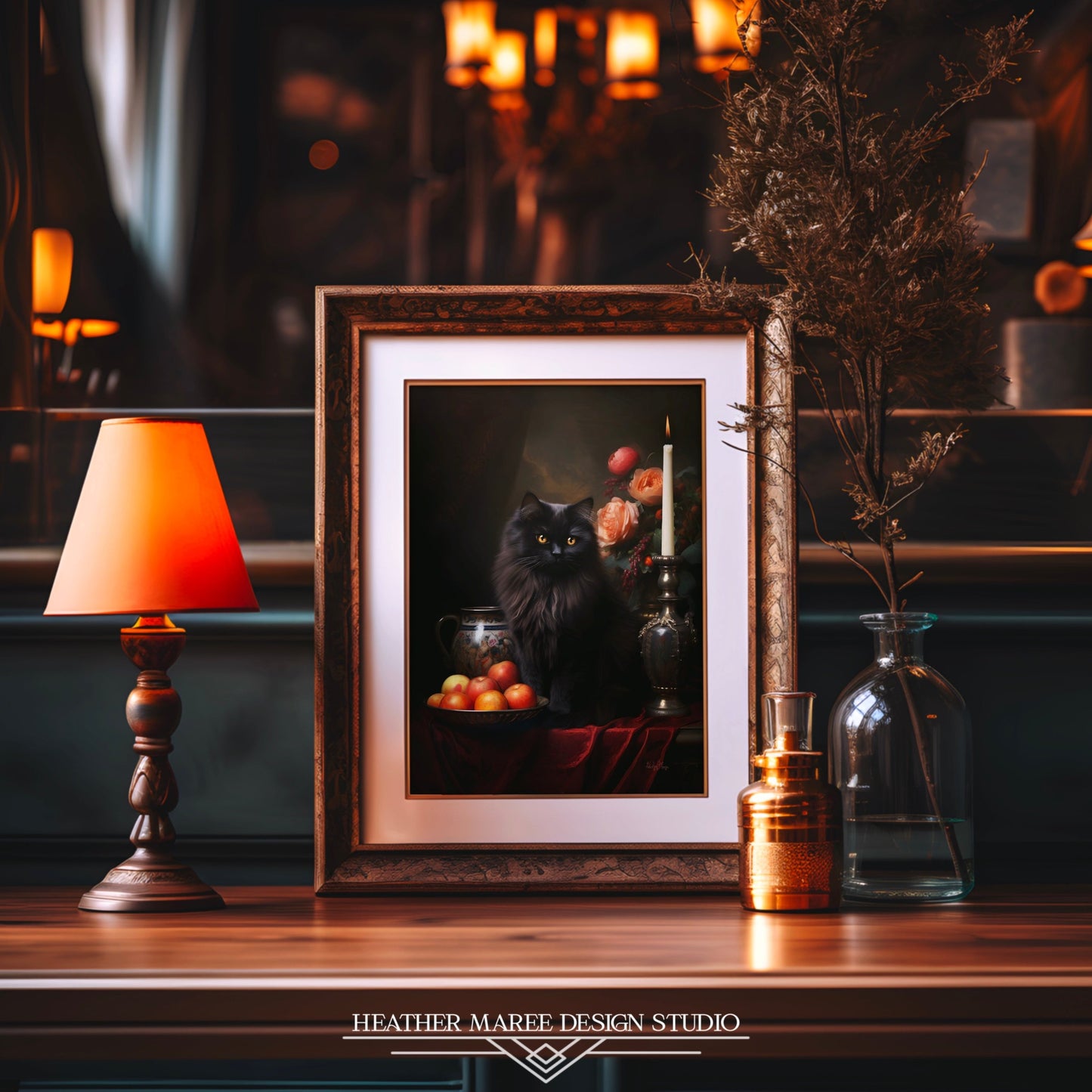 Black Persian with Fruit and Flowers