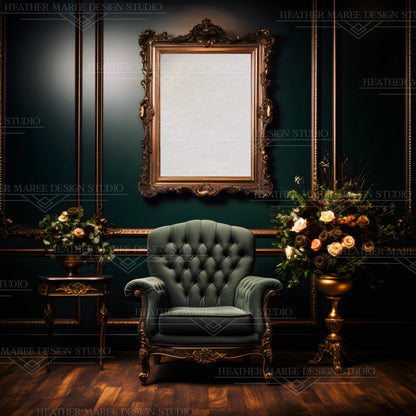 Dark Academia Gilded Frame Mockup