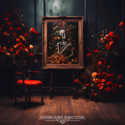 Skeleton Amongst Orange Blooms