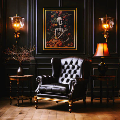 Skeleton Amongst Orange Blooms