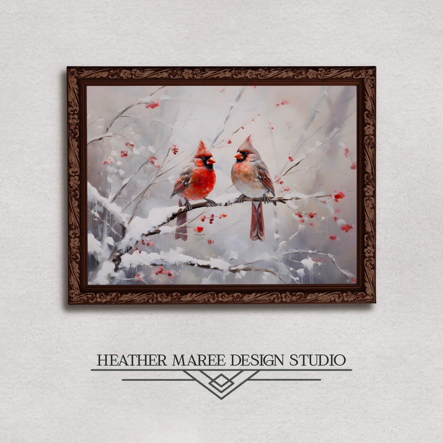 Cardinals on Snowy Branch