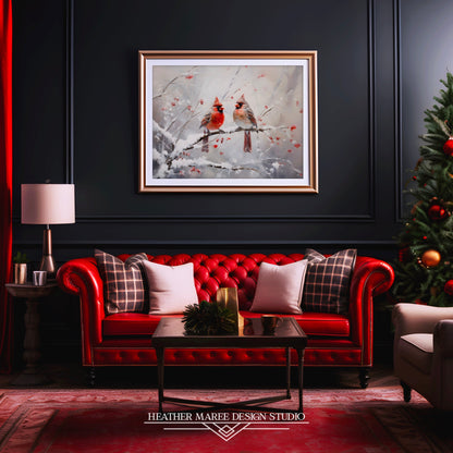 Cardinals on Snowy Branch