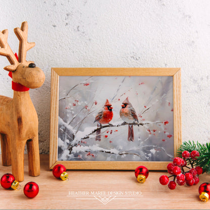 Cardinals on Snowy Branch
