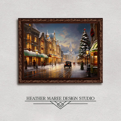 Snowy Christmas Evening in the City