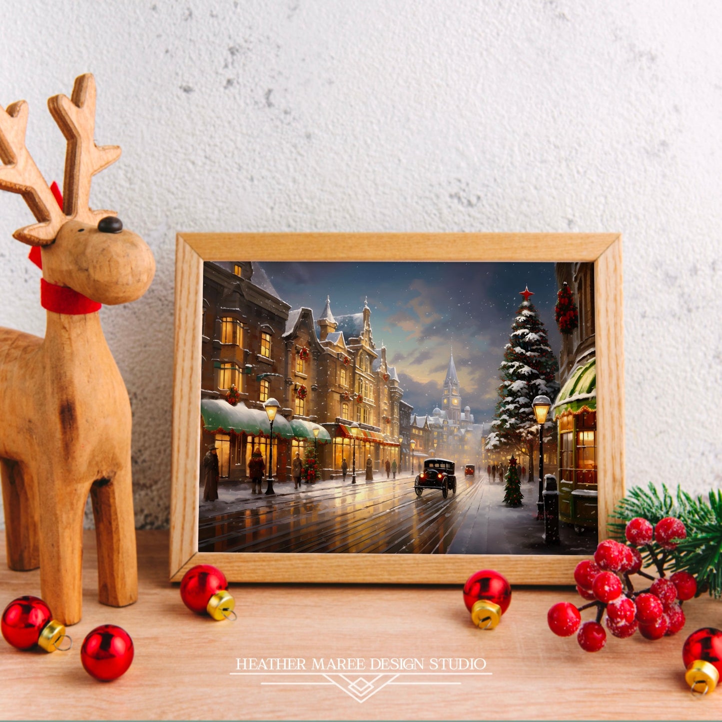 Snowy Christmas Evening in the City