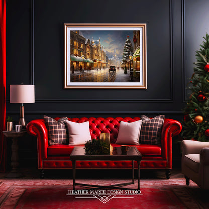 Snowy Christmas Evening in the City