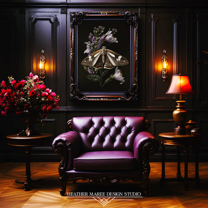 Brown Moth with Purple Flowers