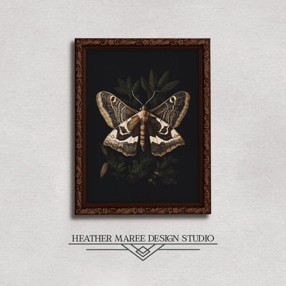 Brown Moth Perched on Leaves