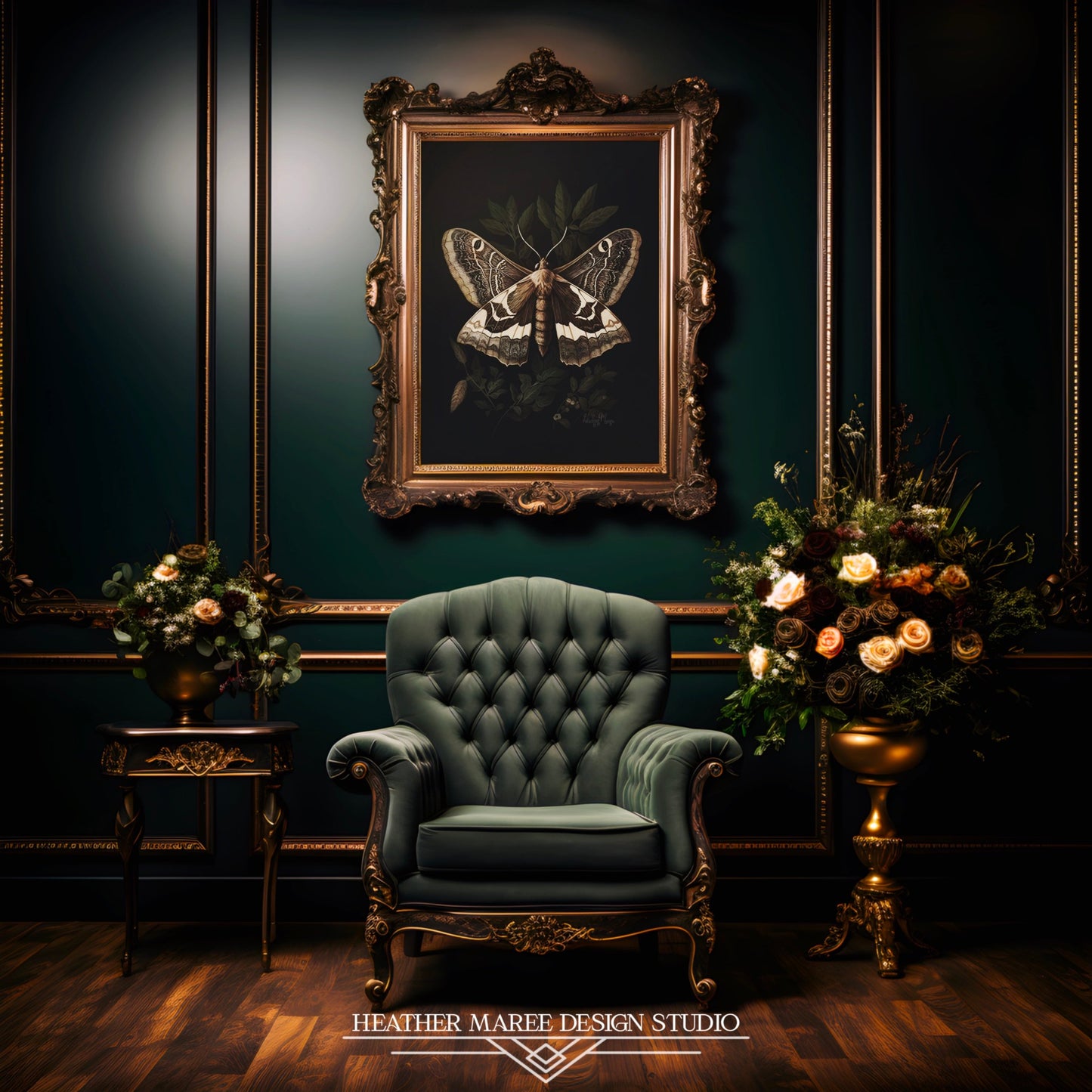 Brown Moth Perched on Leaves