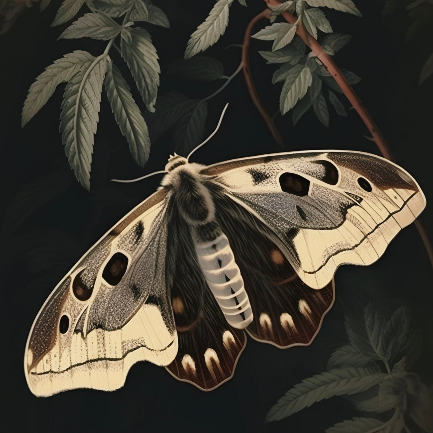 Fluffy Moth on a Branch