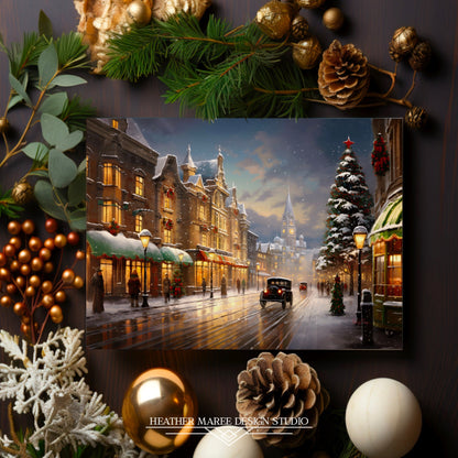 Snowy Christmas Evening in the City