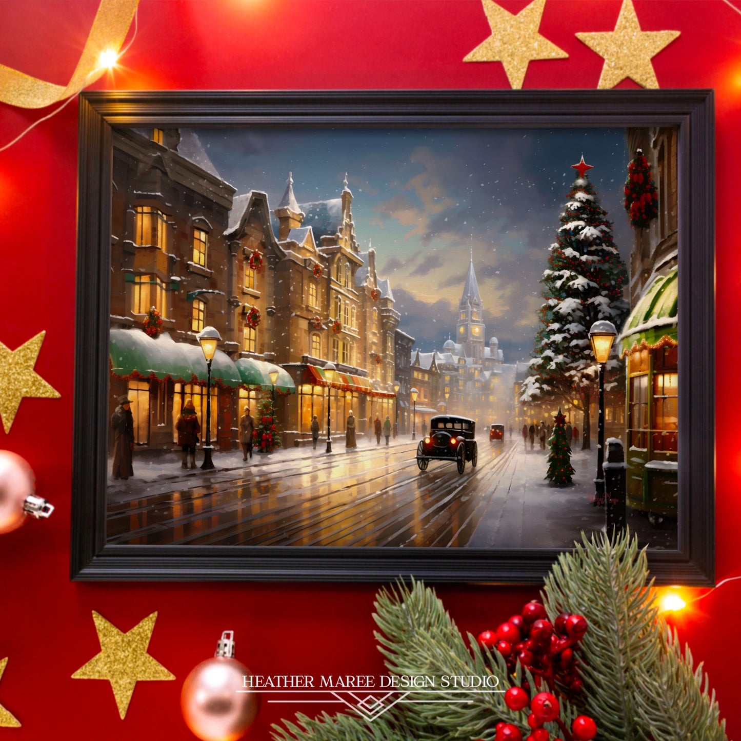 Snowy Christmas Evening in the City