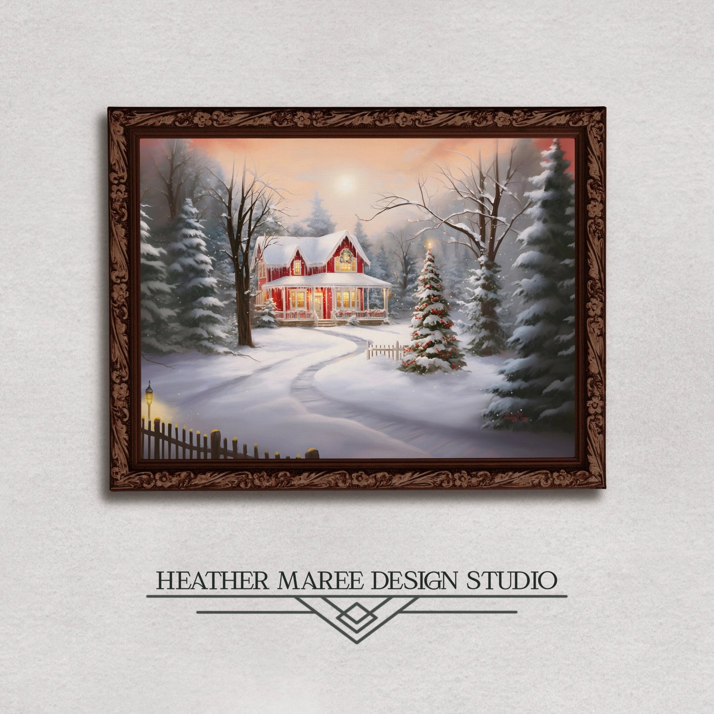 Red Cottage in a Snowy Forest