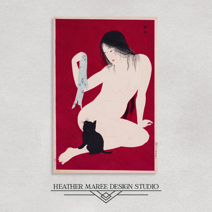 Seated Nude with Black Cat