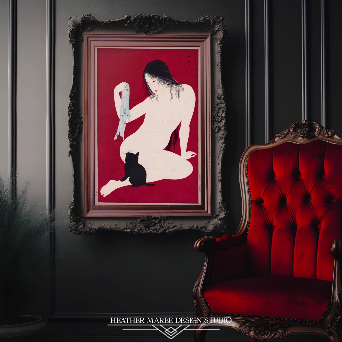 Seated Nude with Black Cat