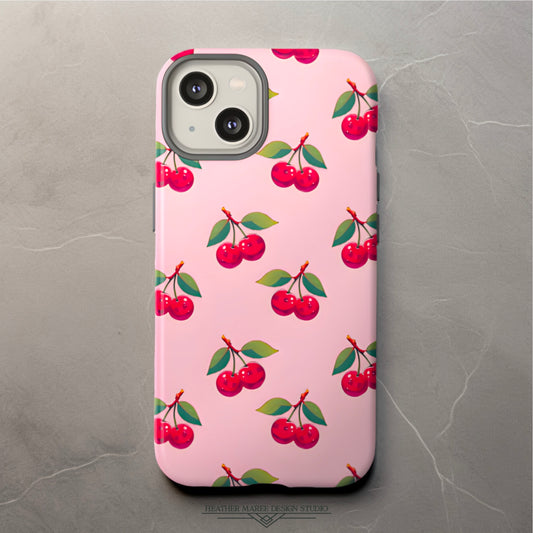 Pink Cherry Pattern | Tough Phone Case
