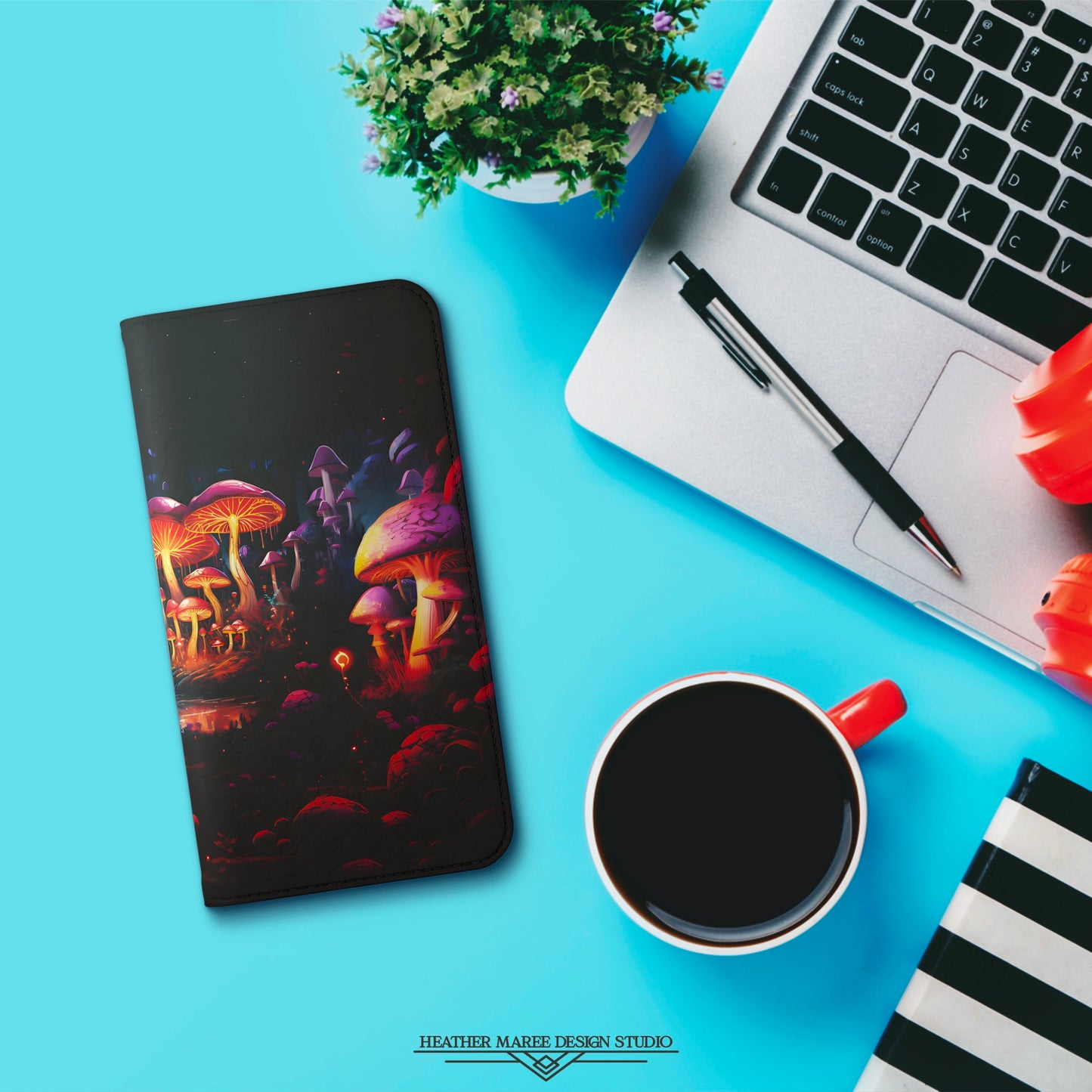 Cyberpunk Forest Mushrooms | Wallet Phone Case