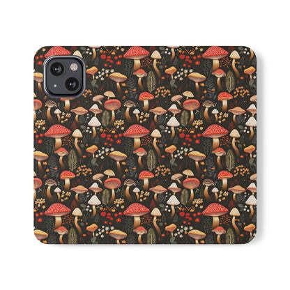 Rustic Forest Mushroom Pattern | Wallet Phone Case