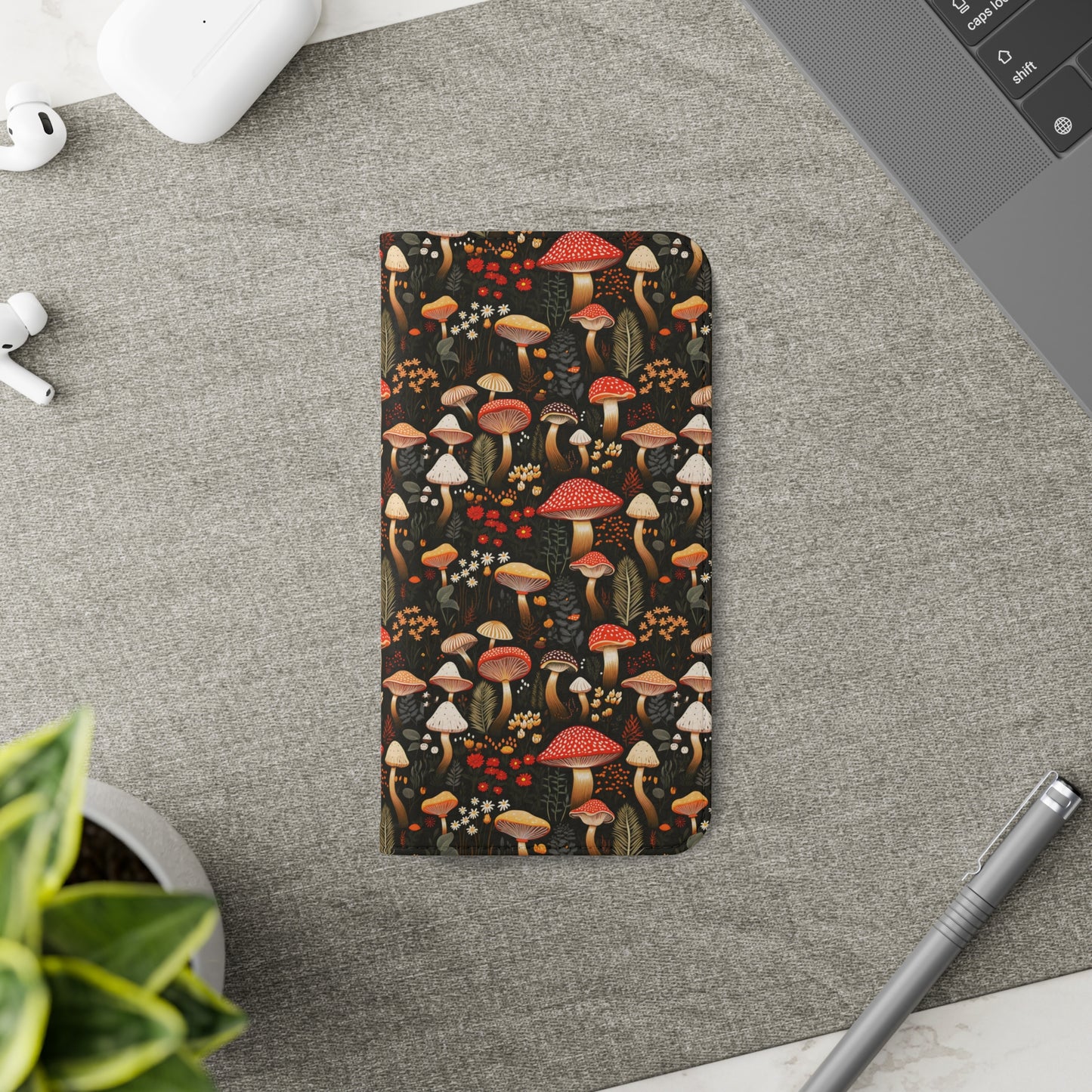 Rustic Forest Mushroom Pattern | Wallet Phone Case