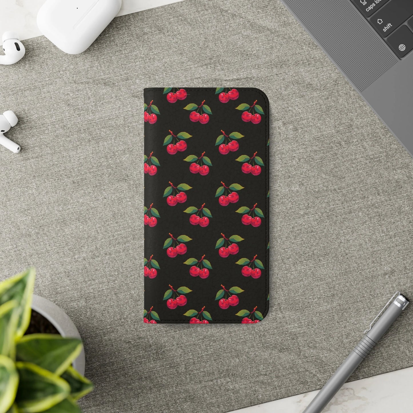 Black Cherry Pattern | Wallet Phone Case