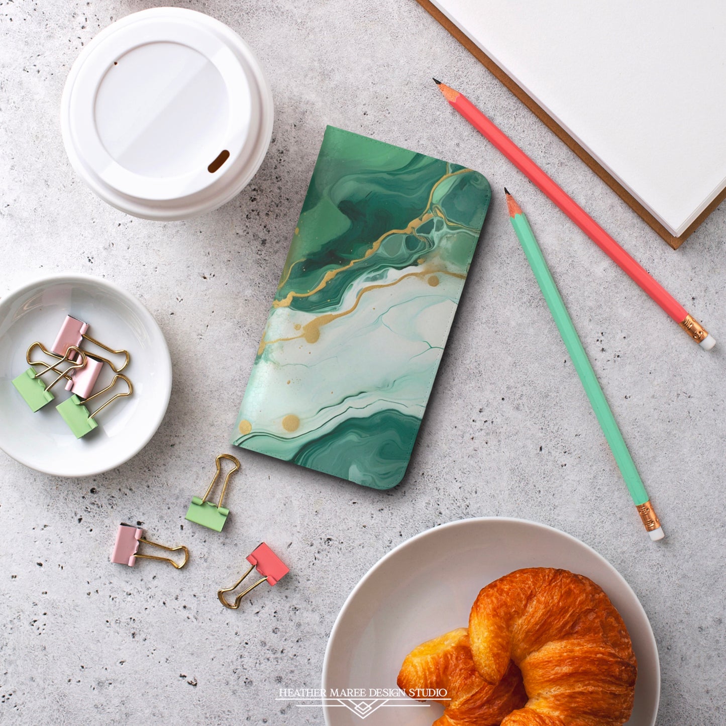 Soft Green and Ivory Marble | Wallet Phone Case