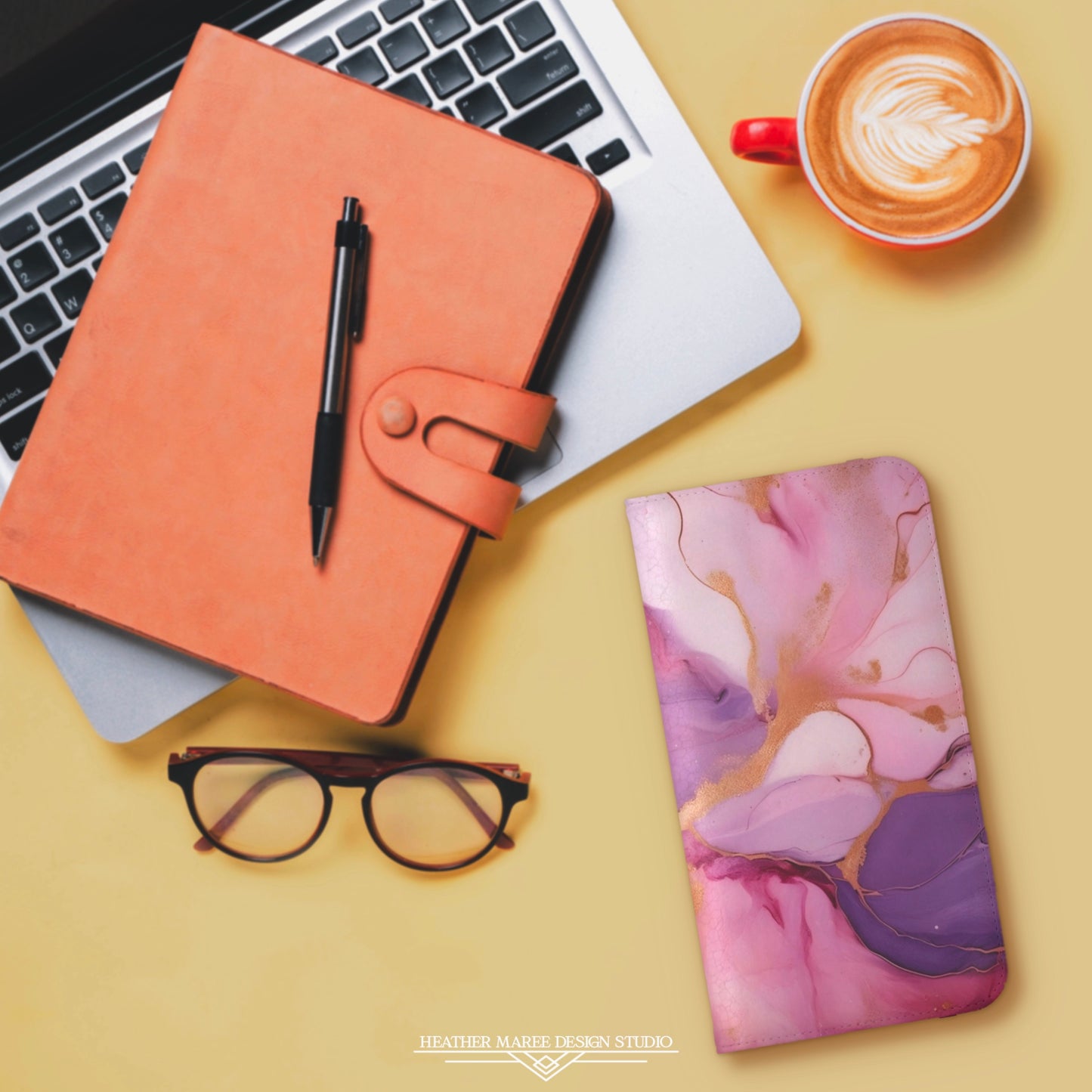 Lilac and Pink Marble | Wallet Phone Case