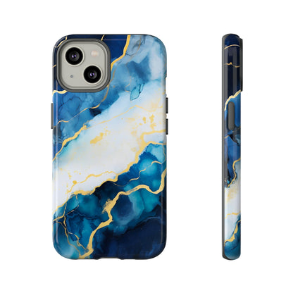 Navy Blue and Ivory Marble | Tough Phone Case