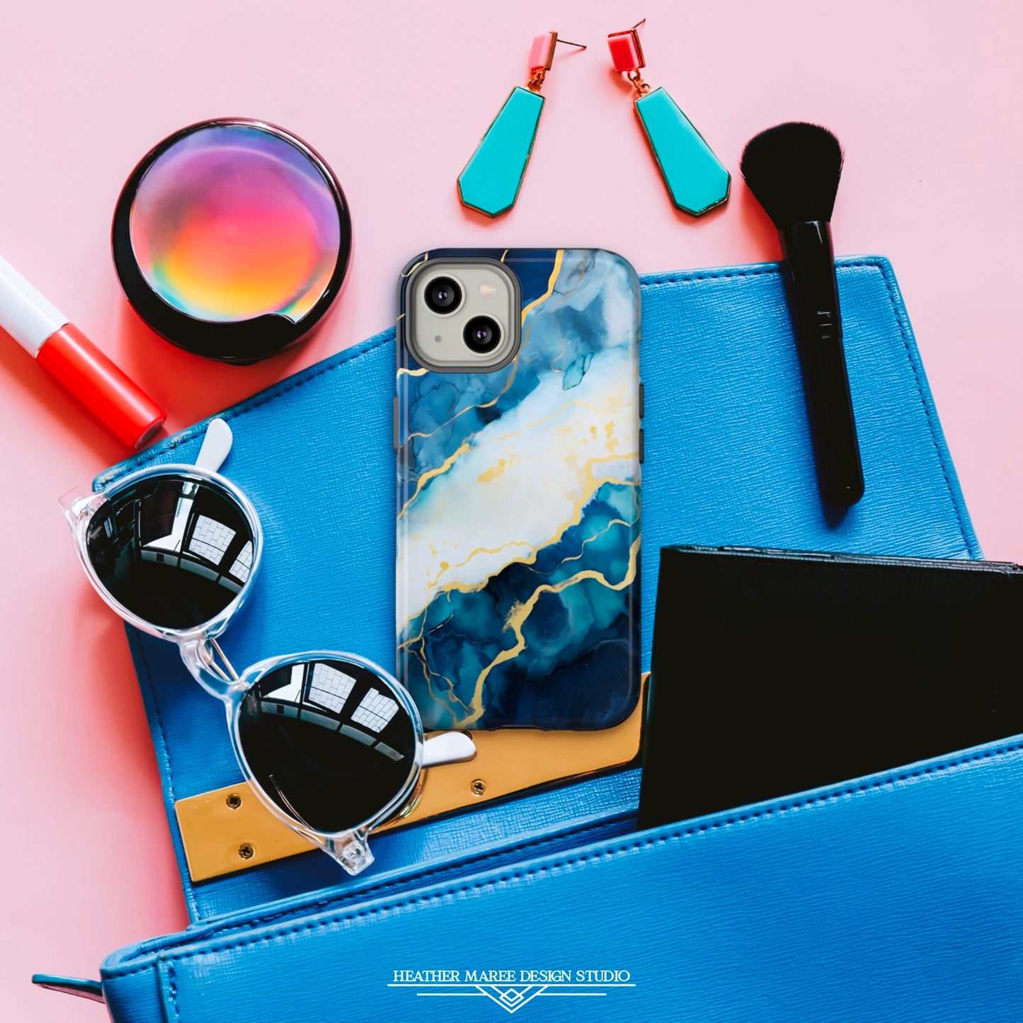 Navy Blue and Ivory Marble | Tough Phone Case