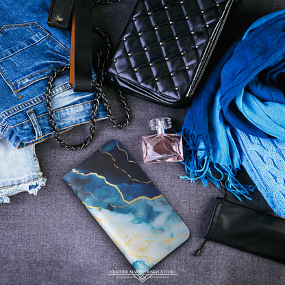 Navy Blue and Ivory Marble | Wallet Phone Case